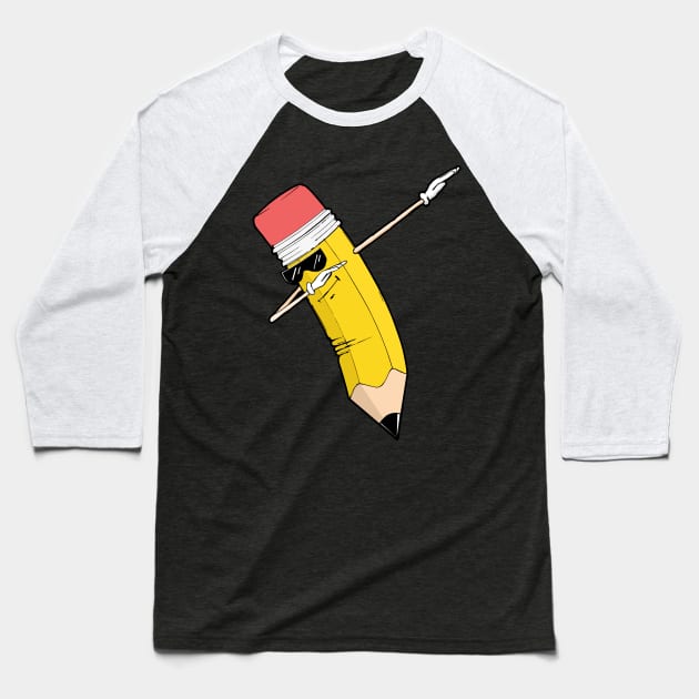 Back To School Dabbing Pencil Baseball T-Shirt by AdeShirts